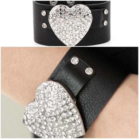 FLAUNTABLE FLIRT BLACK LEATHER SNAP BRACELET